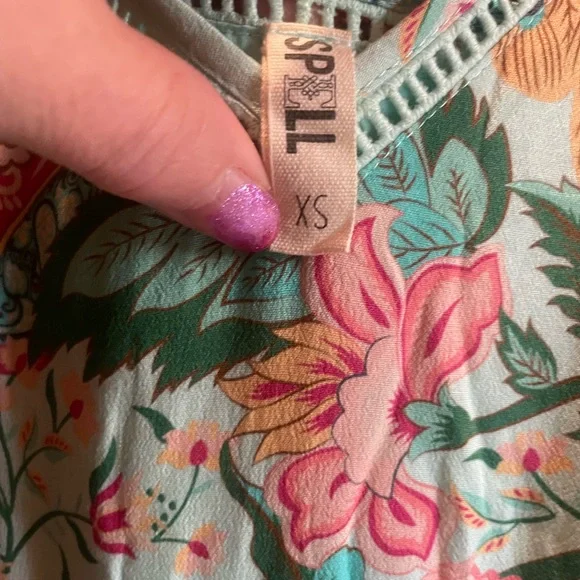 Spell Lotus 🦚 Peacock Slip Dress 🔮 - Picture 6 of 9